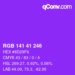 Color code: RGB 141 41 246 | qconv.com