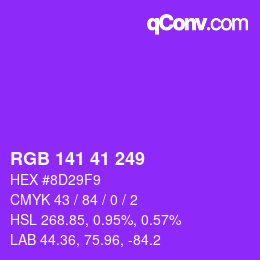 Color code: RGB 141 41 249 | qconv.com