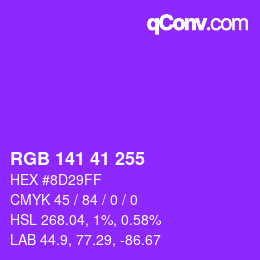 Color code: RGB 141 41 255 | qconv.com