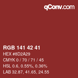 Color code: RGB 141 42 41 | qconv.com