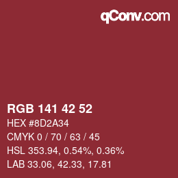 颜色代码: RGB 141 42 52 | qconv.com