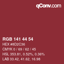 Color code: RGB 141 44 54 | qconv.com