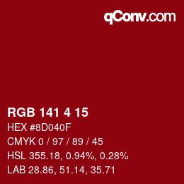 Color code: RGB 141 4 15 | qconv.com