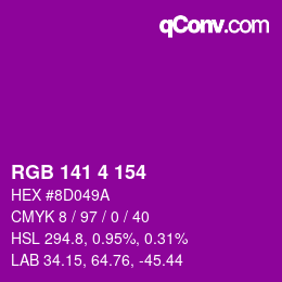 Color code: RGB 141 4 154 | qconv.com