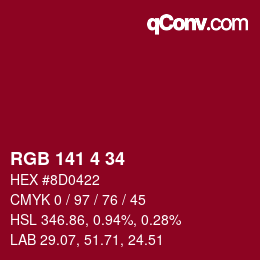 Color code: RGB 141 4 34 | qconv.com
