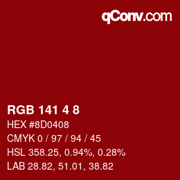Color code: RGB 141 4 8 | qconv.com