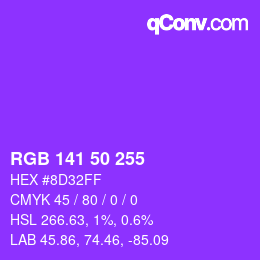 Color code: RGB 141 50 255 | qconv.com