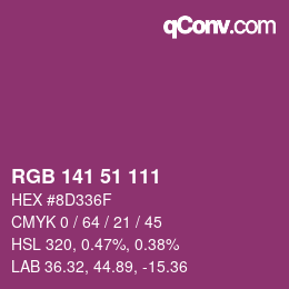 Color code: RGB 141 51 111 | qconv.com