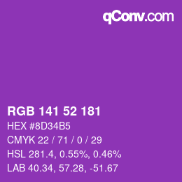 Color code: RGB 141 52 181 | qconv.com