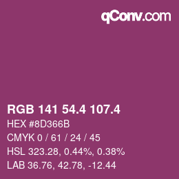 カラーコード: RGB 141 54.4 107.4 | qconv.com