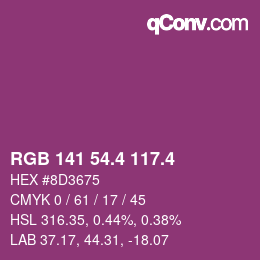 カラーコード: RGB 141 54.4 117.4 | qconv.com