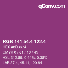 カラーコード: RGB 141 54.4 122.4 | qconv.com