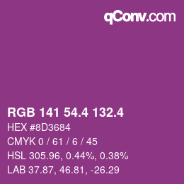 カラーコード: RGB 141 54.4 132.4 | qconv.com