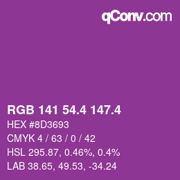カラーコード: RGB 141 54.4 147.4 | qconv.com