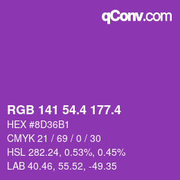 カラーコード: RGB 141 54.4 177.4 | qconv.com