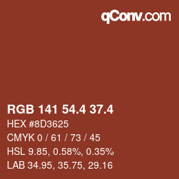 カラーコード: RGB 141 54.4 37.4 | qconv.com