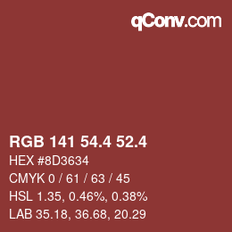 カラーコード: RGB 141 54.4 52.4 | qconv.com