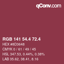 カラーコード: RGB 141 54.4 72.4 | qconv.com