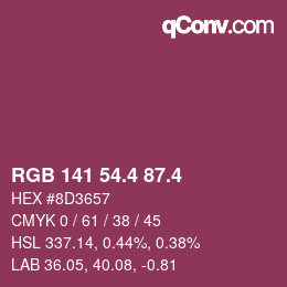 カラーコード: RGB 141 54.4 87.4 | qconv.com