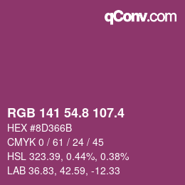 カラーコード: RGB 141 54.8 107.4 | qconv.com