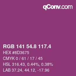 カラーコード: RGB 141 54.8 117.4 | qconv.com