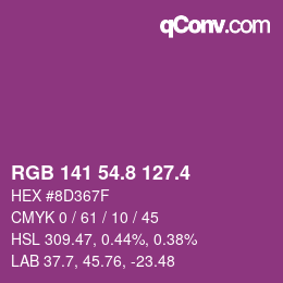 カラーコード: RGB 141 54.8 127.4 | qconv.com