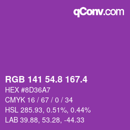 カラーコード: RGB 141 54.8 167.4 | qconv.com
