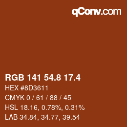 カラーコード: RGB 141 54.8 17.4 | qconv.com
