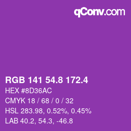 カラーコード: RGB 141 54.8 172.4 | qconv.com