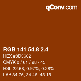 カラーコード: RGB 141 54.8 2.4 | qconv.com