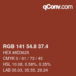 カラーコード: RGB 141 54.8 37.4 | qconv.com