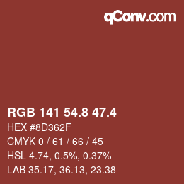 カラーコード: RGB 141 54.8 47.4 | qconv.com