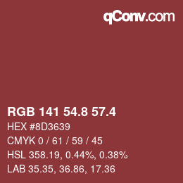 カラーコード: RGB 141 54.8 57.4 | qconv.com