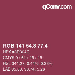 カラーコード: RGB 141 54.8 77.4 | qconv.com