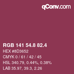 カラーコード: RGB 141 54.8 82.4 | qconv.com
