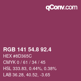 カラーコード: RGB 141 54.8 92.4 | qconv.com