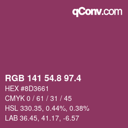 カラーコード: RGB 141 54.8 97.4 | qconv.com