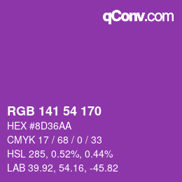 Color code: RGB 141 54 170 | qconv.com