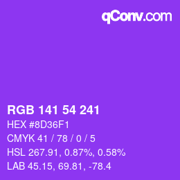 Color code: RGB 141 54 241 | qconv.com