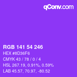 颜色代码: RGB 141 54 246 | qconv.com