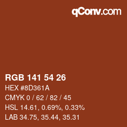 Color code: RGB 141 54 26 | qconv.com