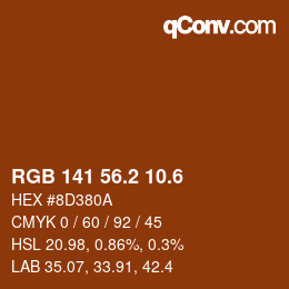 カラーコード: RGB 141 56.2 10.6 | qconv.com
