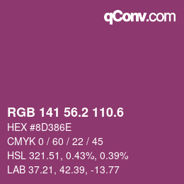 カラーコード: RGB 141 56.2 110.6 | qconv.com