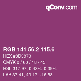 カラーコード: RGB 141 56.2 115.6 | qconv.com