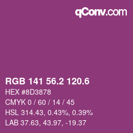 カラーコード: RGB 141 56.2 120.6 | qconv.com