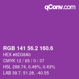 カラーコード: RGB 141 56.2 160.6 | qconv.com