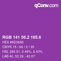 カラーコード: RGB 141 56.2 165.6 | qconv.com