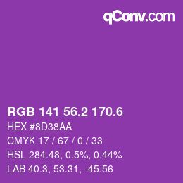 カラーコード: RGB 141 56.2 170.6 | qconv.com