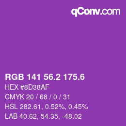 カラーコード: RGB 141 56.2 175.6 | qconv.com