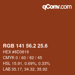 カラーコード: RGB 141 56.2 25.6 | qconv.com